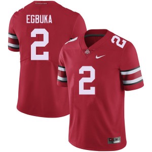 OSU Buckeyes #2 Men's Emeka Egbuka Jersey Red Football Replica 439484-912