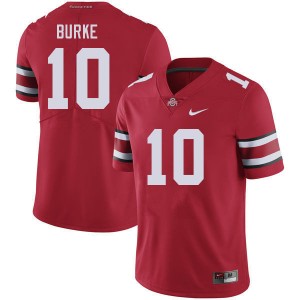OSU #10 Mens Denzel Burke Jersey Red Football NCAA 413259-566