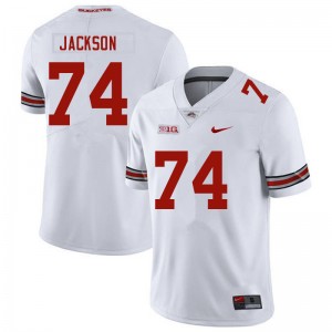 OSU Buckeyes #74 Men's Donovan Jackson Jersey White Football Replica 151578-340
