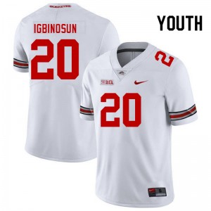 OSU #20 Youth Davison Igbinosun Jersey White Football University 486258-254