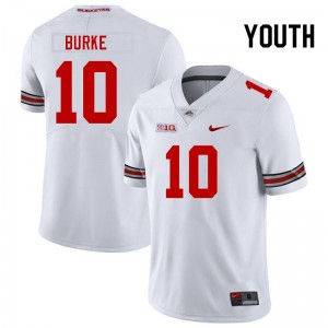 OSU Buckeyes #10 Youth Denzel Burke Jersey White Football Embroidery 904797-628
