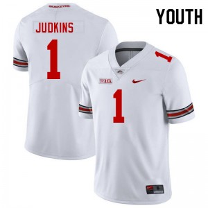 Ohio State Buckeyes #1 Youth Quinshon Judkins Jersey White Football Replica 192558-303