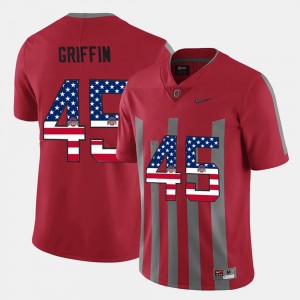 #45 Archie Griffin Ohio State Buckeyes US Flag Fashion Mens Jersey - Scarlet