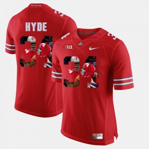 #34 CameCarlos Hyde Ohio State Buckeyes For Men Pictorial Fashion Jersey - Scarlet