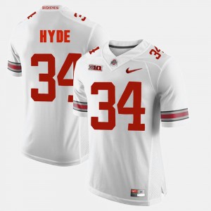 #34 CameCarlos Hyde Ohio State Buckeyes For Men Alumni Football Game Jersey - White