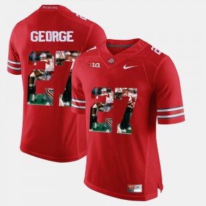 #27 Eddie George Ohio State Buckeyes For Men Pictorial Fashion Jersey - Red