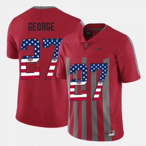 #27 Eddie George Ohio State Buckeyes For Men US Flag Fashion Jersey - Scarlet