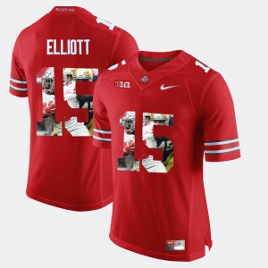 #15 Ezekiel Elliott Ohio State Buckeyes Pictorial Fashion For Men Jersey - Scarlet