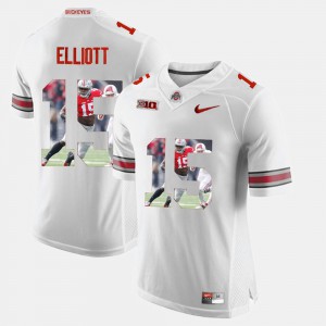 #15 Ezekiel Elliott Ohio State Buckeyes For Men Pictorial Fashion Jersey - White