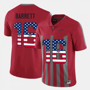 #16 J.T. Barrett Ohio State Buckeyes For Men's US Flag Fashion Jersey - Scarlet