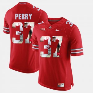 #37 Joshua Perry Ohio State Buckeyes Pictorial Fashion For Men's Jersey - Scarlet
