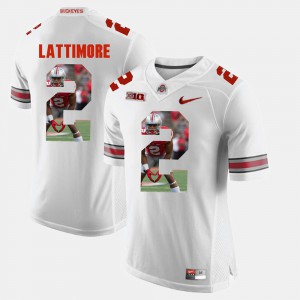 #2 Marshon Lattimore Ohio State Buckeyes For Men's Pictorial Fashion Jersey - White