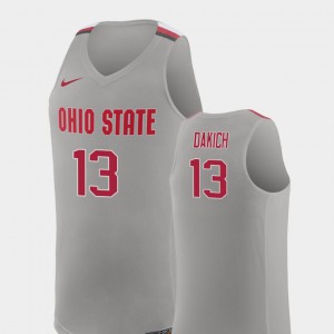 #13 Andrew Dakich Ohio State Buckeyes College Basketball Replica For Men's Jersey - Pure Gray