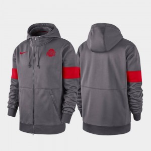 Ohio State Buckeyes 2019 Sideline Therma-FIT Performance Full-Zip For Men's Hoodie - Anthracite