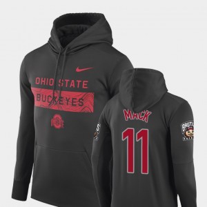 #11 Austin Mack Ohio State Buckeyes Sideline Seismic For Men Football Performance Hoodie - Anthracite