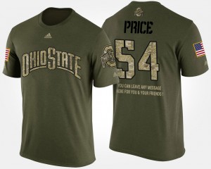 #54 Billy Price Ohio State Buckeyes Military Short Sleeve With Message For Men T-Shirt - Camo