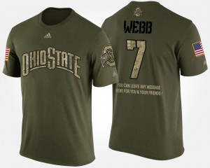 #7 Damon Webb Ohio State Buckeyes Short Sleeve With Message Military For Men T-Shirt - Camo