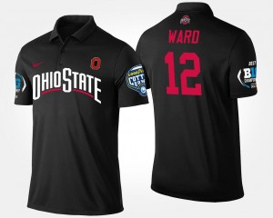 #12 Denzel Ward Ohio State Buckeyes For Men's Bowl Game Big Ten Conference Cotton Bowl Polo - Black