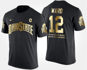 #12 Denzel Ward Ohio State Buckeyes For Men's Gold Limited Short Sleeve With Message T-Shirt - Black
