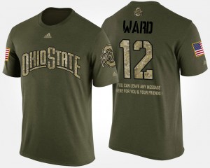 #12 Denzel Ward Ohio State Buckeyes Short Sleeve With Message Military For Men's T-Shirt - Camo
