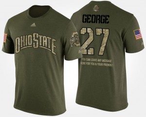 #27 Eddie George Ohio State Buckeyes Military Short Sleeve With Message For Men T-Shirt - Camo