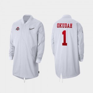 #1 Jeff Okudah Ohio State Buckeyes Full-Zip Sideline 2019 College Football Playoff Bound Men Jacket - White