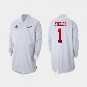 #1 Justin Fields Ohio State Buckeyes 2019 College Football Playoff Bound Men Full-Zip Sideline Jacket - White