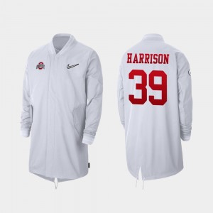 #39 Malik Harrison Ohio State Buckeyes 2019 College Football Playoff Bound Full-Zip Sideline For Men Jacket - White