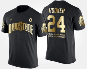 #24 Malik Hooker Ohio State Buckeyes Gold Limited Mens Short Sleeve With Message T-Shirt - Black