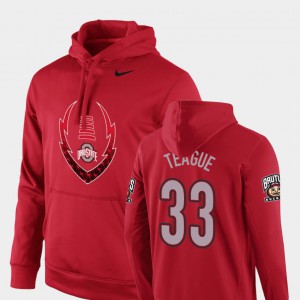 #33 Master Teague Ohio State Buckeyes Football Performance Icon Circuit For Men Hoodie - Scarlet
