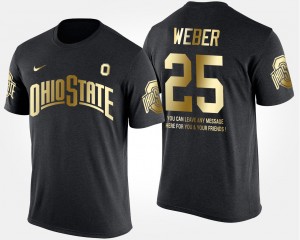#25 Mike Weber Ohio State Buckeyes Short Sleeve With Message Gold Limited For Men T-Shirt - Black