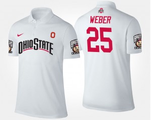 #25 Mike Weber Ohio State Buckeyes Men Polo - White