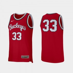 #33 Ohio State Buckeyes Men's Retro Performance College Basketball Jersey - Scarlet