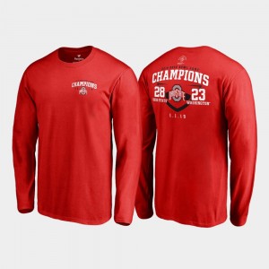 Ohio State Buckeyes For Men Fair Catch Score Long Sleeve 2019 Rose Bowl Champions T-Shirt - Scarlet