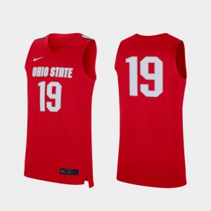 #19 Ohio State Buckeyes Mens Replica College Basketball Jersey - Scarlet