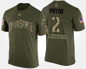 #2 Terrelle Pryor Ohio State Buckeyes Military For Men's Short Sleeve With Message T-Shirt - Camo