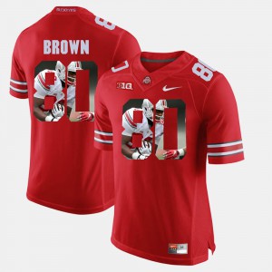 #80 Noah Brown Ohio State Buckeyes Pictorial Fashion For Men Jersey - Scarlet