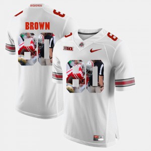 #80 Noah Brown Ohio State Buckeyes Men's Pictorial Fashion Jersey - White