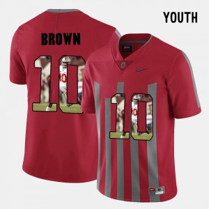 #10 CaCorey Brown Ohio State Buckeyes Pictorial Fashion For Kids Jersey - Red