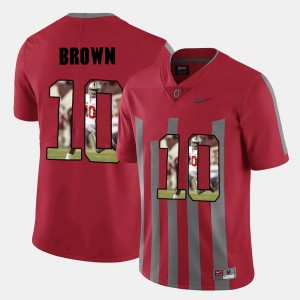 #10 CaCorey Brown Ohio State Buckeyes For Men's Pictorial Fashion Jersey - Red