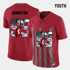 #95 Cameron Johnston Ohio State Buckeyes Pictorial Fashion For Kids Jersey - Red