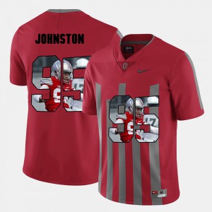 #95 Cameron Johnston Ohio State Buckeyes Men's Pictorial Fashion Jersey - Red