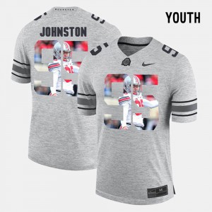 #95 Cameron Johnston Ohio State Buckeyes Pictorital Gridiron Fashion For Kids Pictorial Gridiron Fashion Jersey - Gray