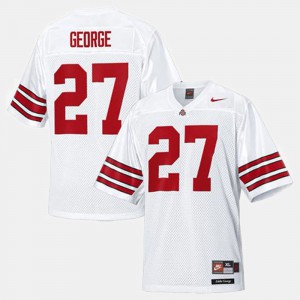 #27 Eddie George Ohio State Buckeyes College Football Youth(Kids) Jersey - White