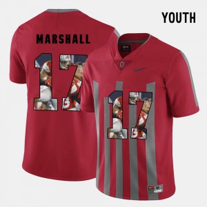 #17 Jalin Marshall Ohio State Buckeyes Pictorial Fashion For Kids Jersey - Red