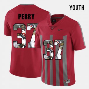 #37 Joshua Perry Ohio State Buckeyes Pictorial Fashion Kids Jersey - Red