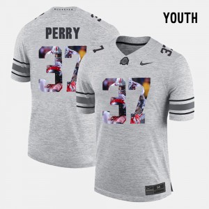 #37 Joshua Perry Ohio State Buckeyes Pictorital Gridiron Fashion Pictorial Gridiron Fashion Kids Jersey - Gray