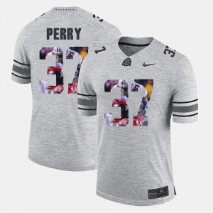 #37 Joshua Perry Ohio State Buckeyes Pictorial Gridiron Fashion Pictorital Gridiron Fashion Men Jersey - Gray