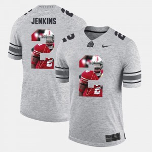 #2 Malcolm Jenkins Ohio State Buckeyes Pictorital Gridiron Fashion Pictorial Gridiron Fashion Mens Jersey - Gray