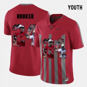#24 Malik Hooker Ohio State Buckeyes For Kids Pictorial Fashion Jersey - Red